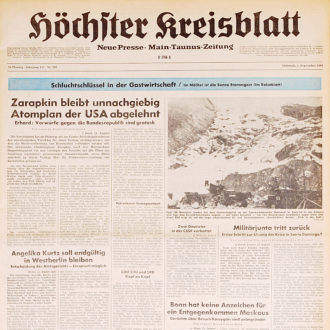 Das Foto zeigt das Höchster Kreisblatt vom 1. September 1965.