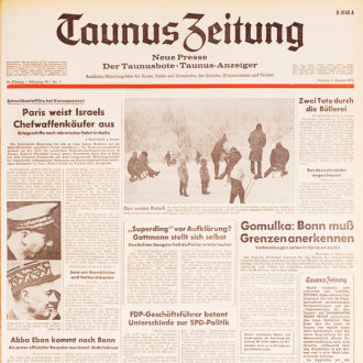 Foto: Historische Titelseite der Taunus Zeitung