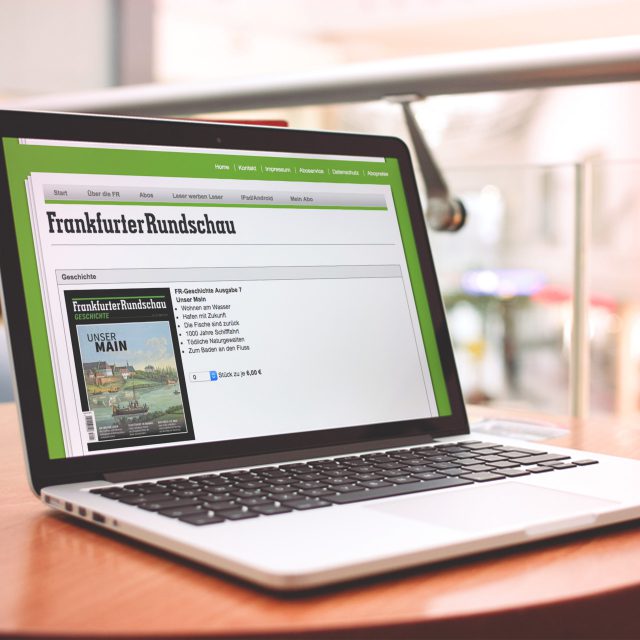 Foto: Ausschnitt der Website FR Geschichte auf einem Laptop