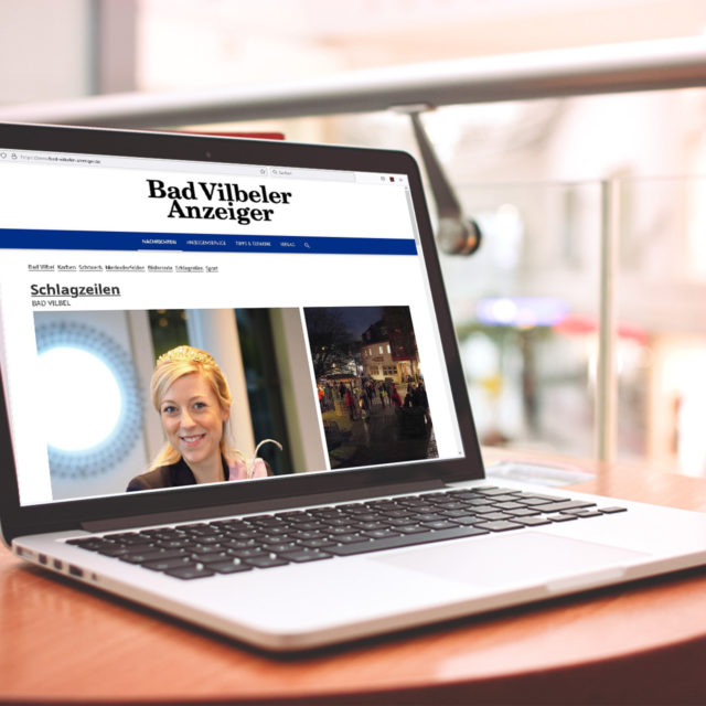 Foto: Ein Laptop auf dem die Website des Bad Vilbeler Anzeigers gezeigt wird